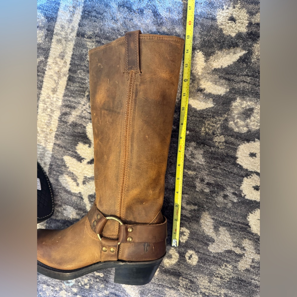 Frye Women’s Leather Harness Tall Boots in Smoke (Brown) | USA Made 🇺🇸 - Picture 10 of 16